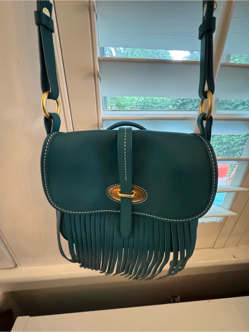 Dooney & Bourke Lulu Fiona Teal Fringe Crossbody Bag